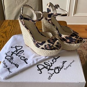 Alice and Olivia Leopard espadrille wedges